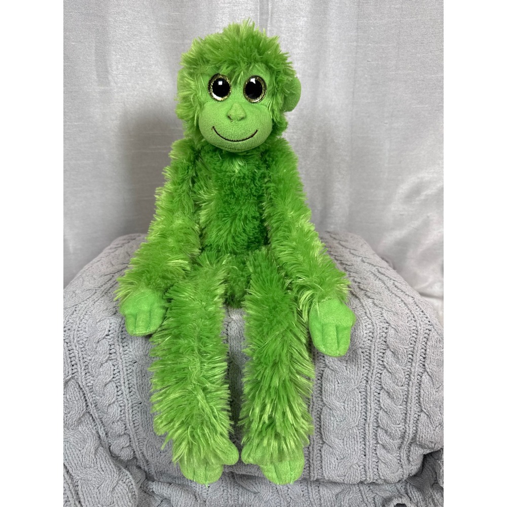 Aurora Bright Green Shaggy Plush Monkey Stuffed‎ Animal Toy